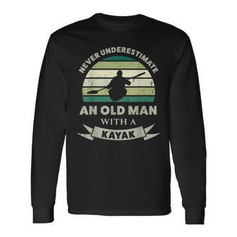 Old Man With A Kayak Dad Long Sleeve T-Shirt | Mazezy