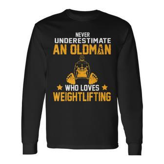 Oldman Weight Lifting dy Who Loves The Gym Weight Lifting Long Sleeve T-Shirt T-Shirt | Mazezy
