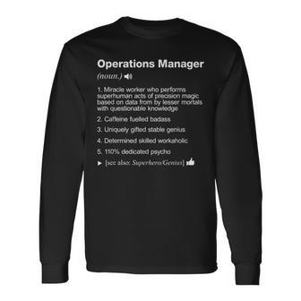 Operations Manager Job Definition Meaning Long Sleeve T-Shirt | Mazezy