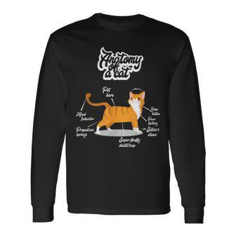 Orange Tabby Cat Anatomy Of A Cat Cute Present Long Sleeve T-Shirt | Mazezy