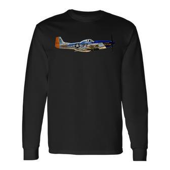 P-51 Mustang Wwii Fighter Plane Us Military Aviation History Long Sleeve T-Shirt | Mazezy