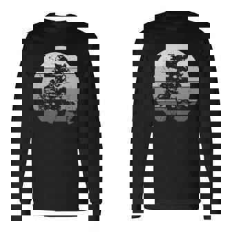 Pacific Ocean Beach Bonsai Tree Sun Retro Vintage Bonsai Tree Long Sleeve T-Shirt T-Shirt | Mazezy