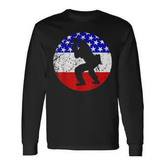 Paintball Retro Paintball Player American Flag Long Sleeve T-Shirt | Mazezy