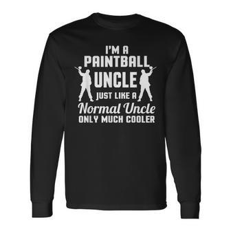 Paintball Uncle Player Paint Balling Woodsball Fan T Long Sleeve T-Shirt | Mazezy
