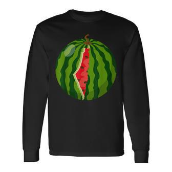 Palestine Map Watermelon Arabic Calligraphy Long Sleeve T-Shirt - Monsterry
