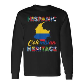 Hispanic Heritage Month Colombian Colombia Flag Pride Long Sleeve T-Shirt - Seseable