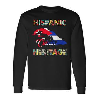 Hispanic Heritage Month Cuba Cubanita Cuban Flag Long Sleeve T-Shirt - Seseable