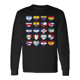 Hispanic Heritage Month Spanish-Speaking Countries Flags Long Sleeve T-Shirt - Monsterry