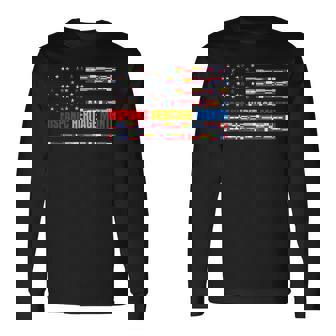 Hispanic Heritage Month Usa American Flag National Latino Long Sleeve T-Shirt - Seseable