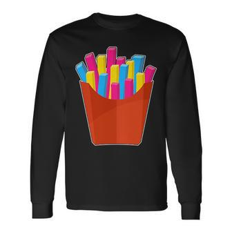 Pansexual Lgbtq Potato French Fries Pocket Gay Pride Long Sleeve T-Shirt | Mazezy