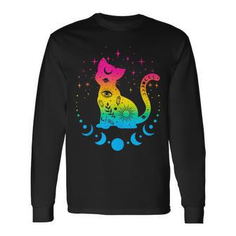 Pansexual Pride Flag Colors Astronomy Cat Long Sleeve T-Shirt T-Shirt | Mazezy