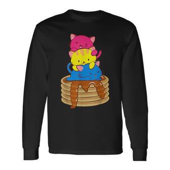 Pansexual Pride Flag Cute Cats On Pancakes Lgbt Pride Long Sleeve T-Shirt T-Shirt | Mazezy