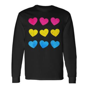 Pansexual Pride Pan Flag Hearts Subtle Lgbtq Long Sleeve T-Shirt | Mazezy