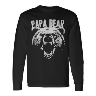 Papa Bear Best Dad Fathers Day Father Pop Men Vintage Long Sleeve T-Shirt - Seseable