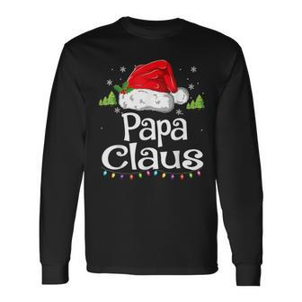 Papa Claus Christmas Pajama Family Matching Xmas Long Sleeve T-Shirt | Mazezy