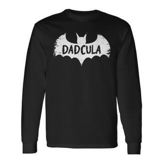 Papa Dadcula Dad Vampire Daddy Halloween Father Long Sleeve T-Shirt | Mazezy