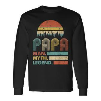 Papa Man Myth Legend Vintage For Dad Father Long Sleeve T-Shirt T-Shirt | Mazezy