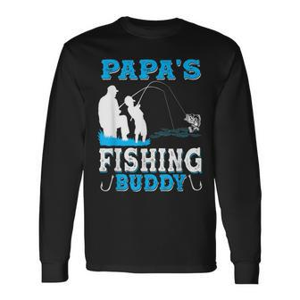 Papas Fishing Buddy For Grandpa Fisherman Kid Long Sleeve T-Shirt - Seseable