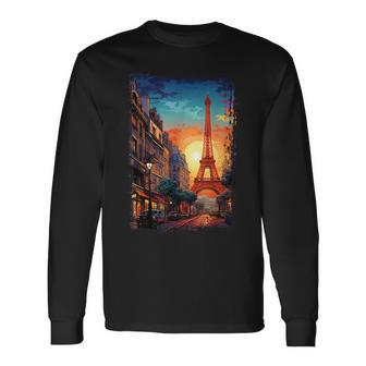 Paris Eiffel Tower I Love Paris Souvenir France Long Sleeve T-Shirt - Monsterry CA