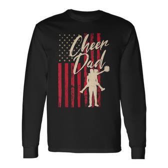 Patriotic American Flag Cheer Dad Fathers Day Coach Pride Long Sleeve T-Shirt | Mazezy