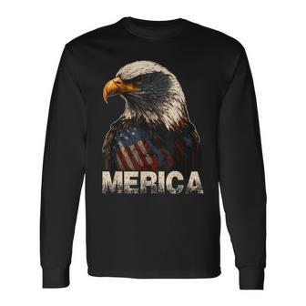 Patriotic Bald Eagle 4Th Of July Usa American Flag Long Sleeve T-Shirt T-Shirt | Mazezy