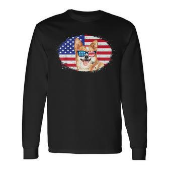 Patriotic Corgi Dog 4Th Of July Sunglasses Usa Grunge Flag Long Sleeve T-Shirt T-Shirt | Mazezy