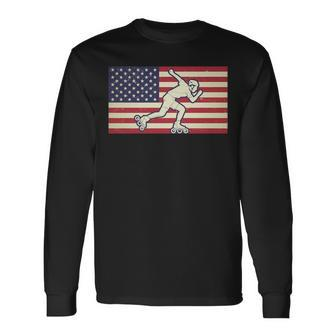 Patriotic Roller Skating 4Th Of July American Flag Patriotic Long Sleeve T-Shirt T-Shirt | Mazezy