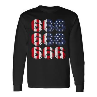 Patriotic Satan American Flag Occult Pentagram Baphomet 666 Long Sleeve T-Shirt - Monsterry AU