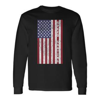Patriotic Speed Skating Retro American Flag Graphic Patriotic Long Sleeve T-Shirt T-Shirt | Mazezy