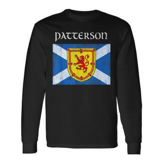 Patterson Scottish Clan Name Scotland Flag Festival Long Sleeve T-Shirt | Mazezy