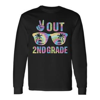 Peace Out 2Nd Grade Last Day Of School 2Nd Tie Dye Long Sleeve T-Shirt T-Shirt | Mazezy