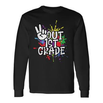 Peace Out First 1St Grade Class Of 2023 Happy Last Day Long Sleeve T-Shirt T-Shirt | Mazezy