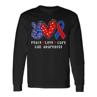 Peace Love Cure Chd Congenital Heart Defect Awareness Ribbon Long Sleeve T-Shirt - Monsterry CA
