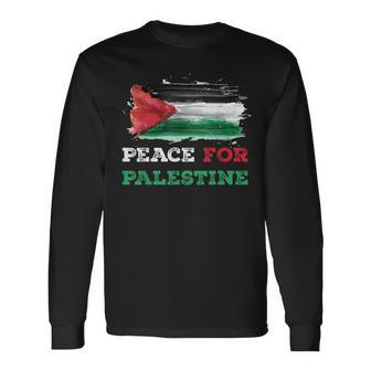 Peace For Palestine Palestine Flag Long Sleeve T-Shirt - Monsterry AU