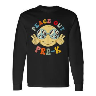 Peace Out Prek Happy Last Day Of School Hello Summer Long Sleeve T-Shirt T-Shirt | Mazezy