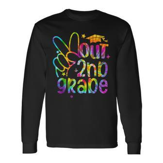 Peace Out Second 2Nd Grade Happy Last Day Of School Tie Dye Long Sleeve T-Shirt T-Shirt | Mazezy