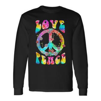 Peace Sign Love 60'S 70'S Tie Dye Hippie Costume Long Sleeve T-Shirt - Monsterry