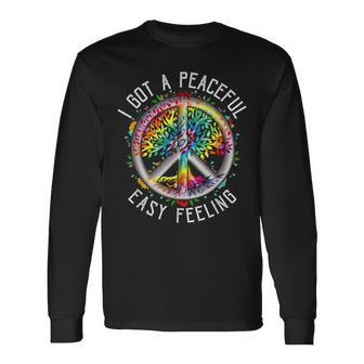 I Got Peaceful Easy-Feeling Tie Dye Hippie 1960S Peaceful Long Sleeve T-Shirt - Seseable