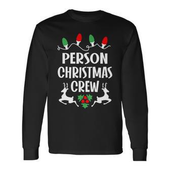 Person Name Christmas Crew Person Long Sleeve T-Shirt - Seseable