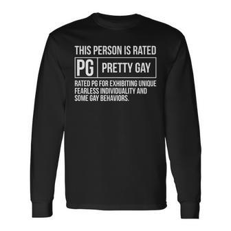 This Person Is Rated Pg Pretty Gay Lgbt Joke Long Sleeve T-Shirt | Mazezy