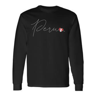 Perú Simple Love Peruvian Flag Heart On Peru Long Sleeve T-Shirt - Seseable