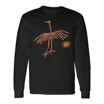 Petroglyph Crane And Sun Long Sleeve T-Shirt | Mazezy
