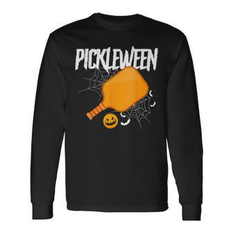 Pickleween Halloween Pickleball Long Sleeve T-Shirt - Monsterry