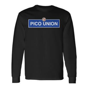 Pico Union Los Angeles Street Sign Blvd California Dtla Ave Long Sleeve T-Shirt | Mazezy