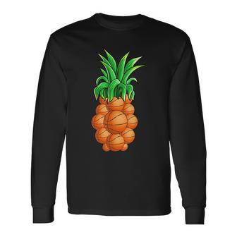 Pineapple Basketball Hawaiian Aloha Beach Hawaii Long Sleeve T-Shirt T-Shirt | Mazezy