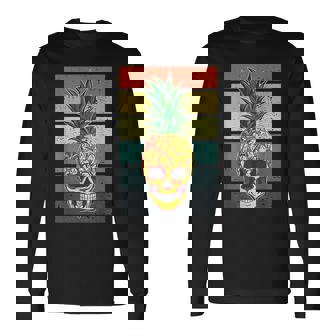 Pineapple Skull Aloha Beaches Hawaiian Hawaii Skeleton Aloha Long Sleeve T-Shirt T-Shirt | Mazezy