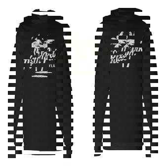 Pinellas Park Florida Vintage 70S Palm Trees Graphic Long Sleeve T-Shirt | Mazezy