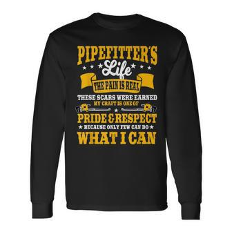 Pipefitter Steamfitter Tradesman Plumber Piping System Long Sleeve T-Shirt T-Shirt | Mazezy