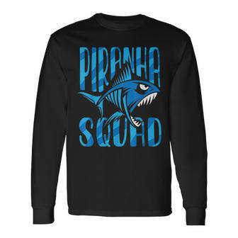 Piranha Squad Retro Lover Fish Piranhas Long Sleeve T-Shirt - Seseable