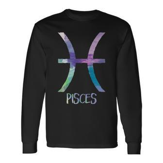 Pisces Zodiac Symbol Astrology Fish Water Sign Long Sleeve T-Shirt | Mazezy
